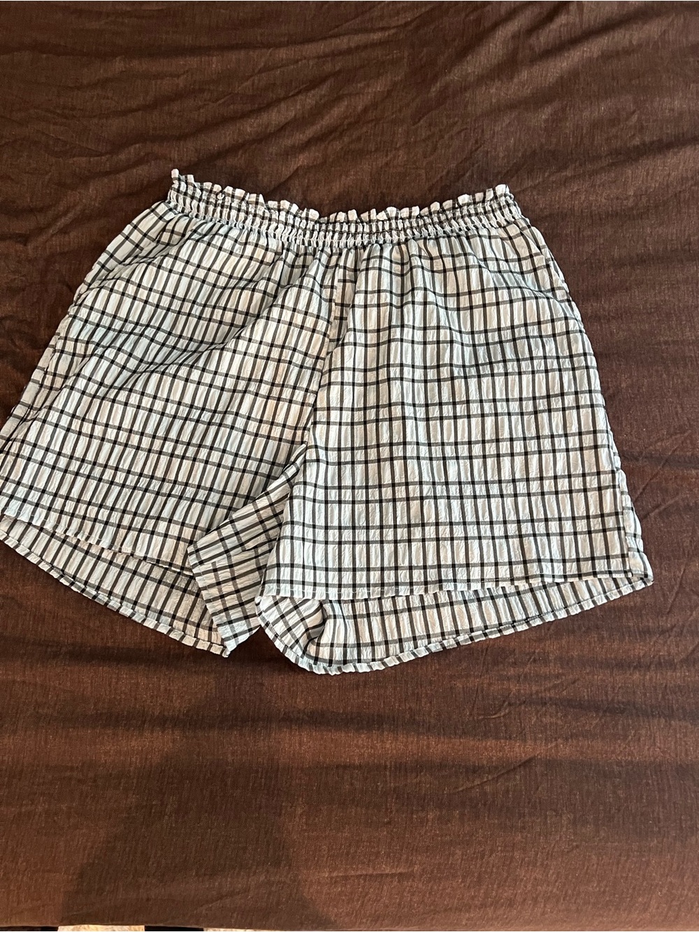 ASOS Plaid High-Waist Elastic Shorts